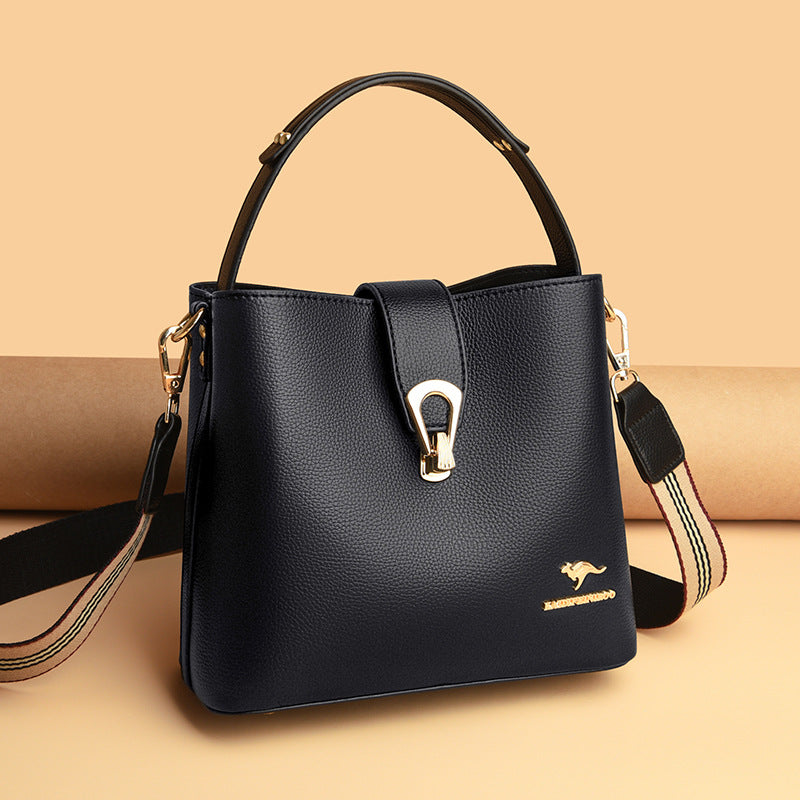 Women's Barrel Fashion Simple Soft Leather Mom Handbags