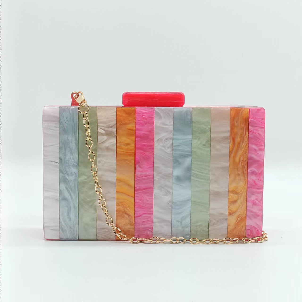 Women's Dinner Retro Splicing Trendy Acrylic Chain Evening Bags