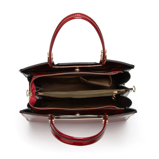 Women's Mother's High-grade Contrast Color Platinum Patent Handbags