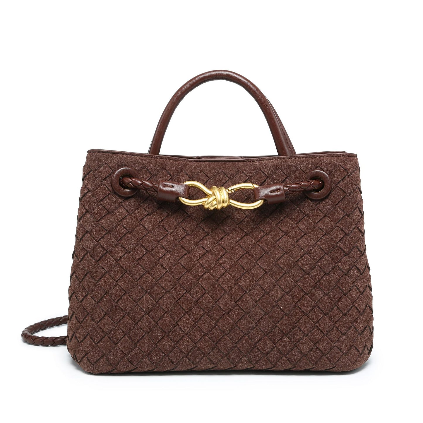Women's Elegant Suede Vintage Bow Woven Shoulder Bags