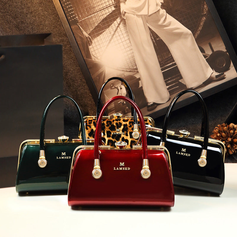 Women's Patent Leather Mother Bright Large Capacity Handbags