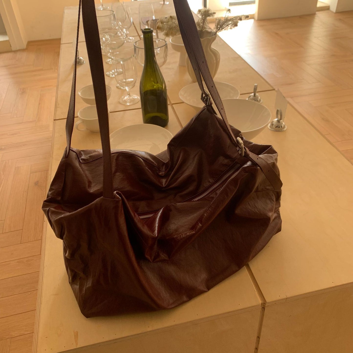 Korean Style Single Soft Leather Large Bags