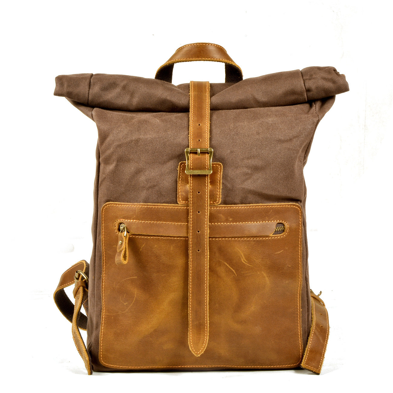 Men's Resume Work With Leather Waterproof Oil Wax Canvas Backpacks