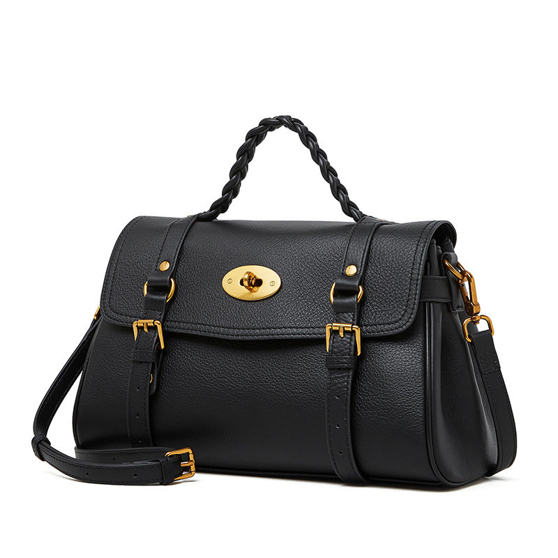 Women's Trendy Leather Cowhide Portable Commuter Tote Bags