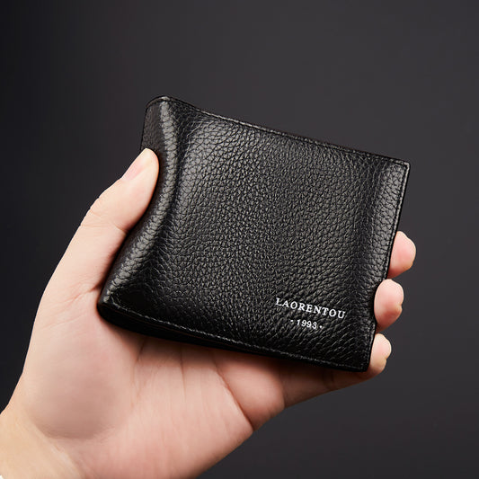 Men's License Leather Short Document First Layer Card Holder