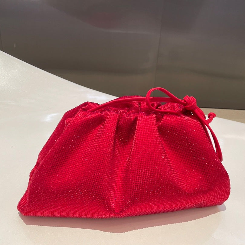 Women's Diamond Cloud Korean Style Pleated Clip Crossbody Bags