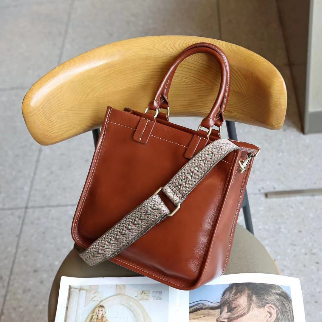 Women's Top Layer Cowhide Vintage Leather Live Crossbody Bags