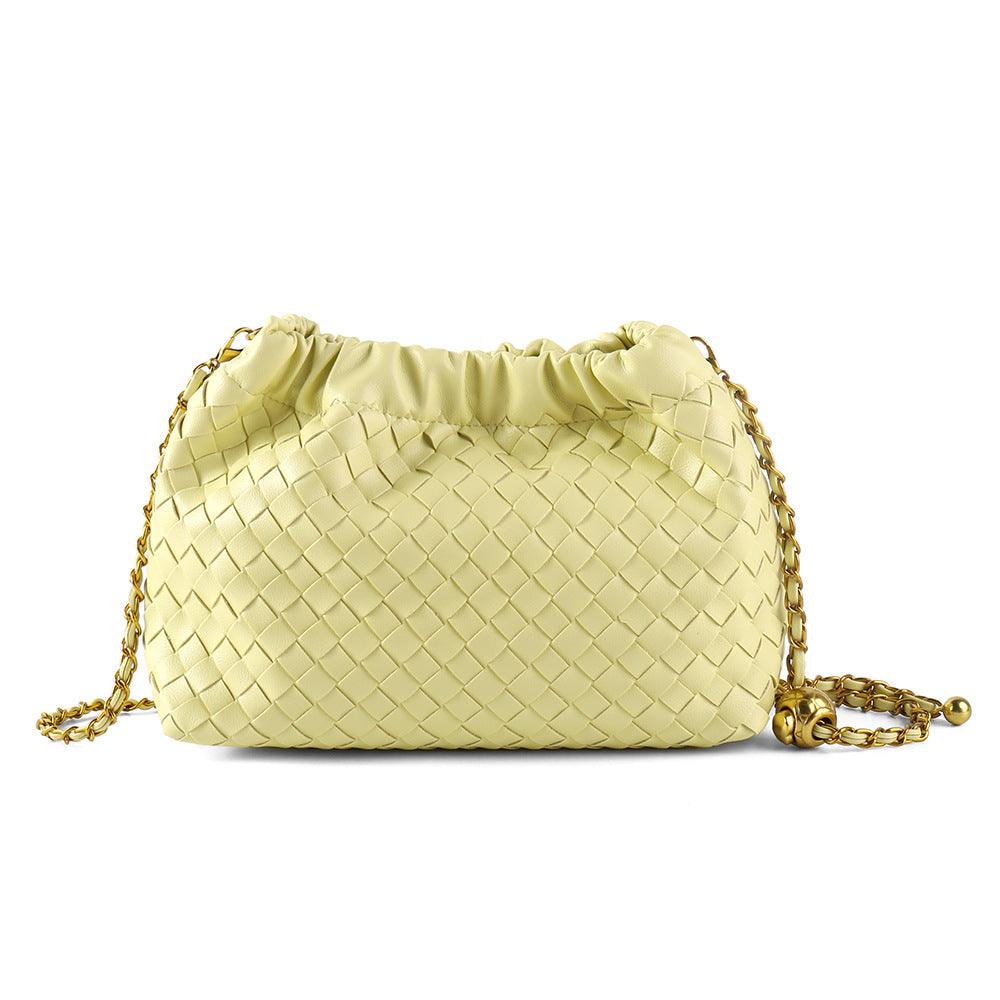 Simple Design Texture Woven Exquisite Chain Golden Bags
