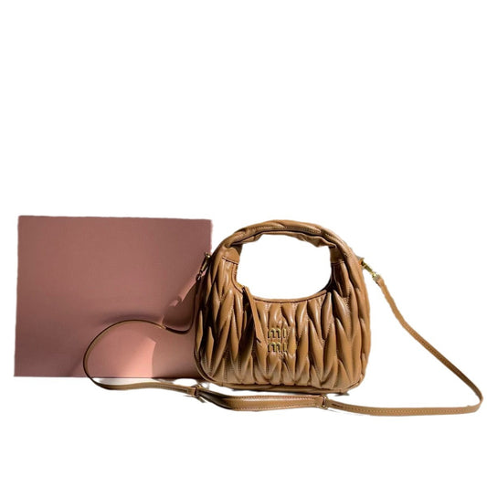 Classy Sheepskin Underarm Pleated Diamond Pattern Crossbody Bags