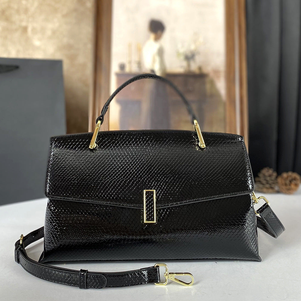 Mom Versatile High-grade Glossy Elegant Snake Pattern Handbags