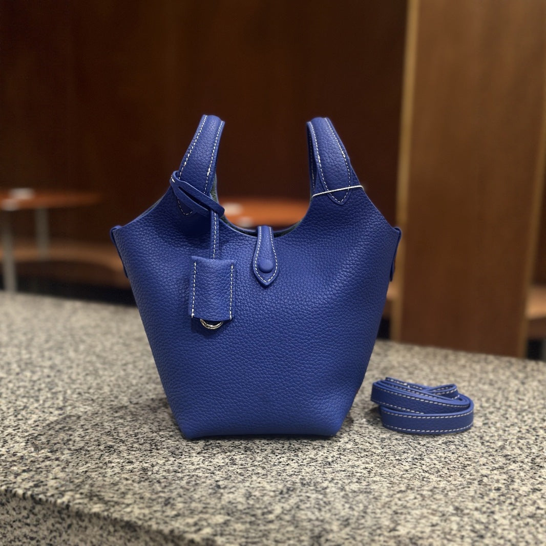 Layer Cowhide Vegetable Basket Large Capacity Bags