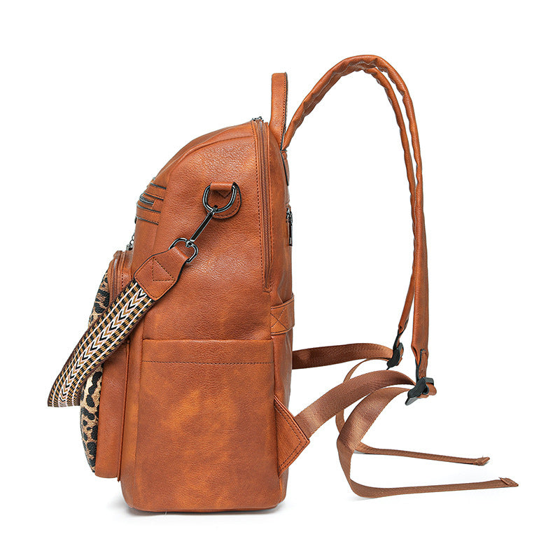 Glamorous Women's Vintage Leopard Print Fashion Backpacks