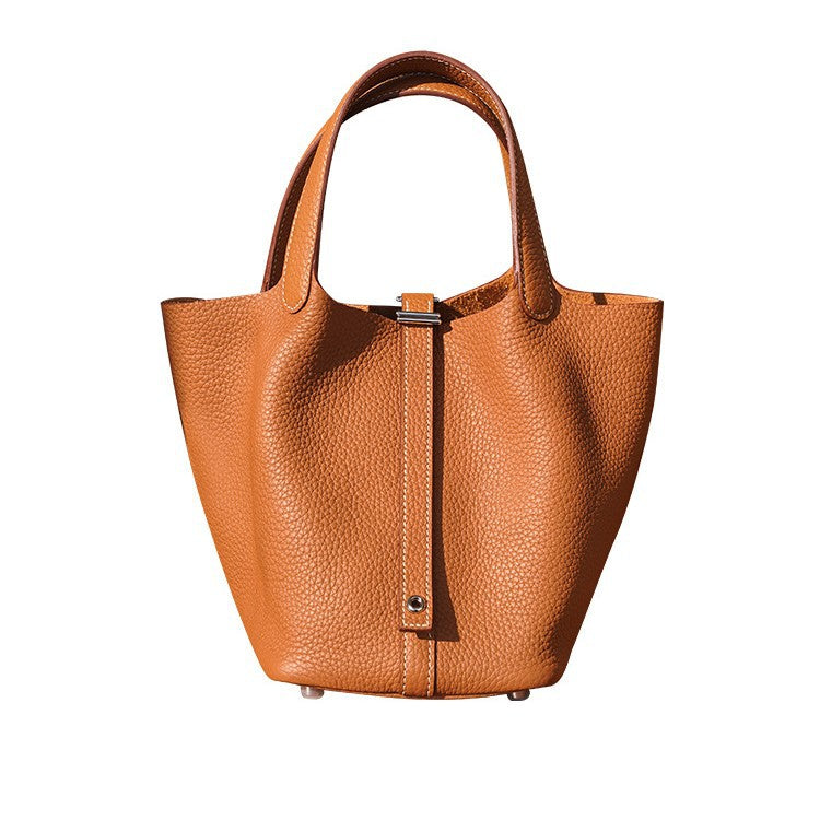 Women's Vegetable Basket Layer Cowhide Leather Versatile Handbags