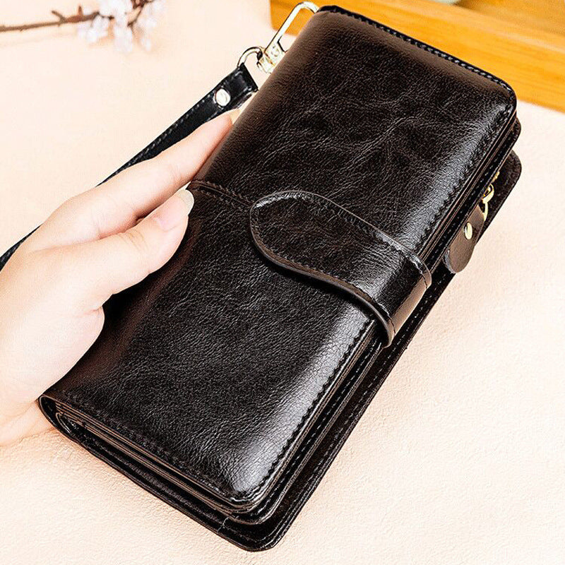 Women's Long Genuine Leather Cowhide Large Capacity Multiple Slots Ladies Wallets