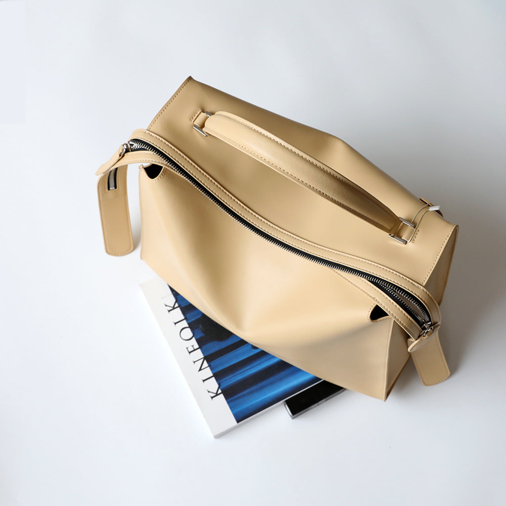 Design Big Zipper Fashion Solid Color Shoulder Bags
