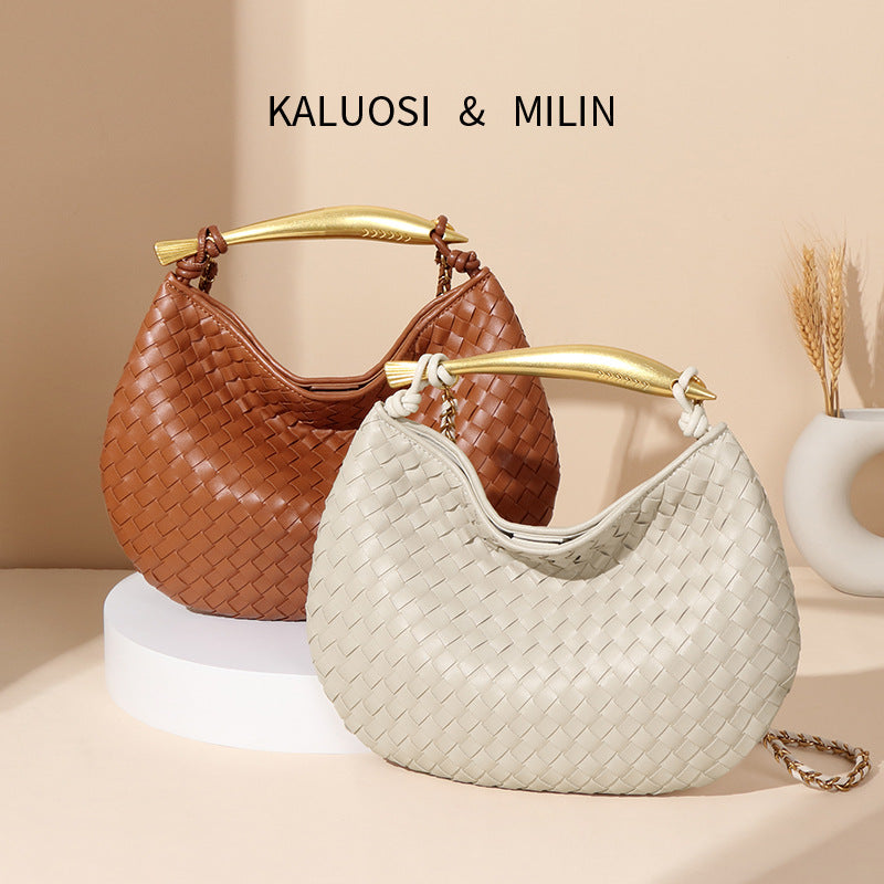 Women's Woven Textured High Retro Trendy Fashion Handbags