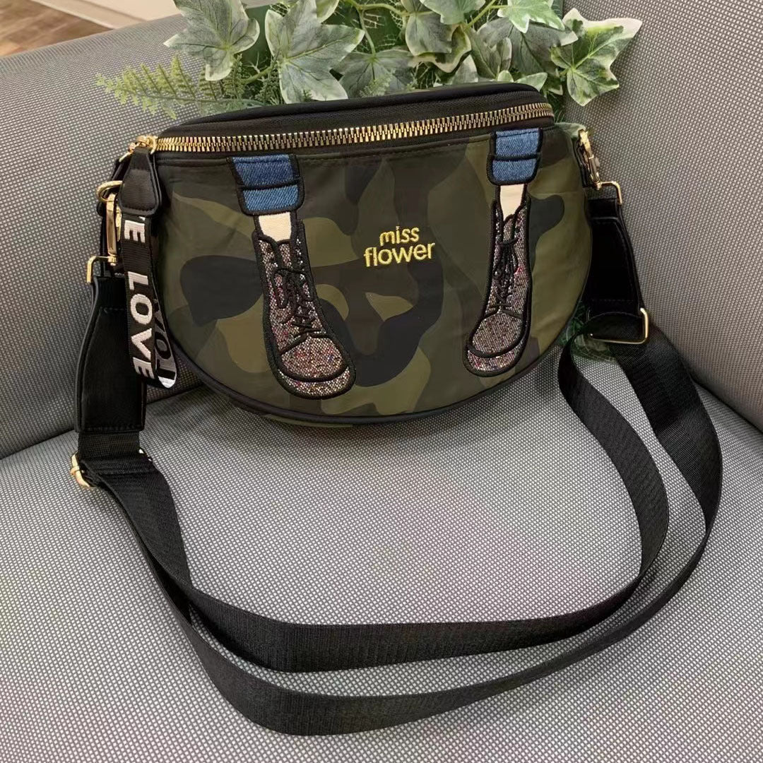 Women's Korean Nylon Fabric Semicircle Niche Personality Crossbody Bags