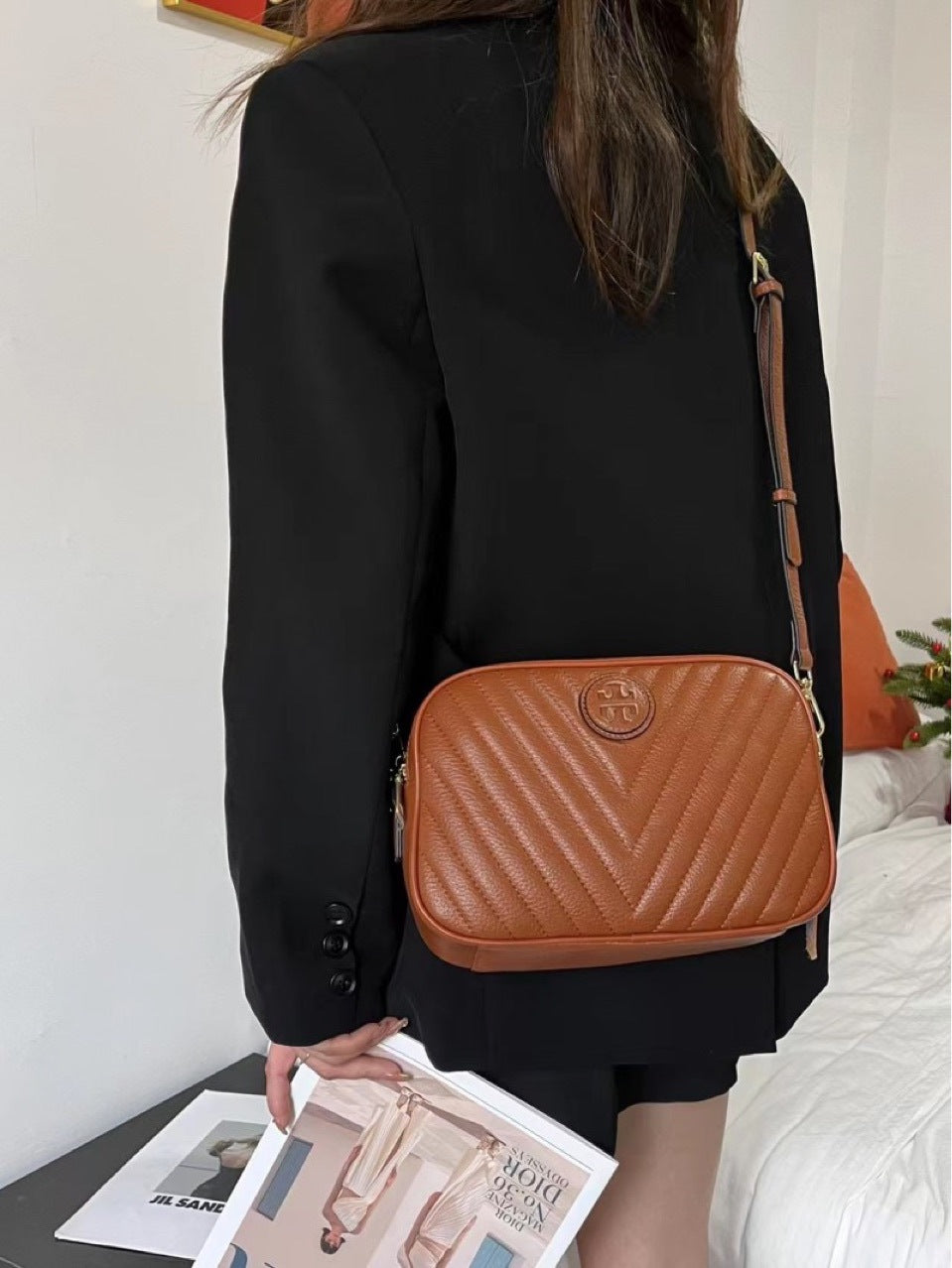 Women's Trendy Genuine Leather Classic Style Rhombus Crossbody Bags