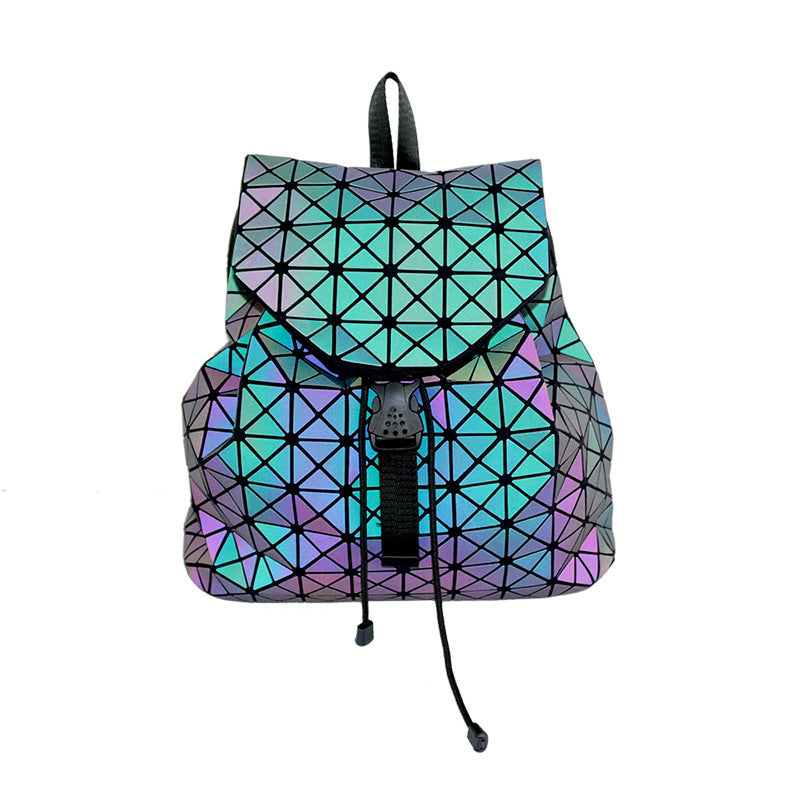 Women's & Men's & Colorful Geometric Rhombus Plaid Luminous Backpacks
