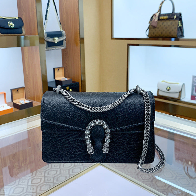 Women's Vintage Snake Head Design Niche Cowhide Bags