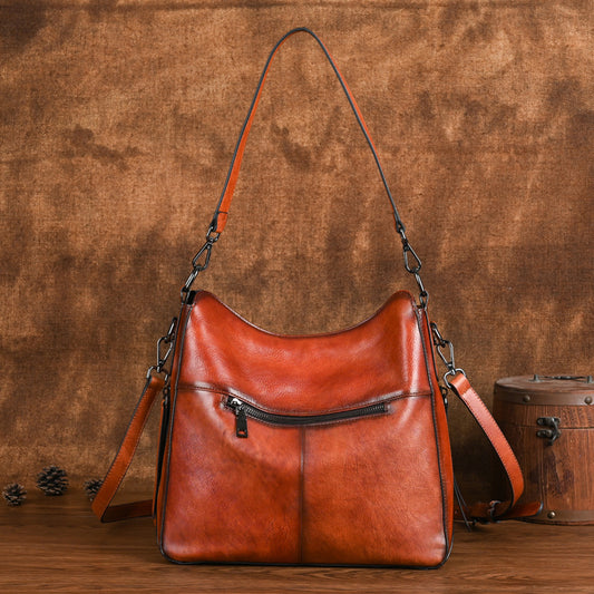 Women's First Layer Cowhide Large Capacity Soft Armpit Bags