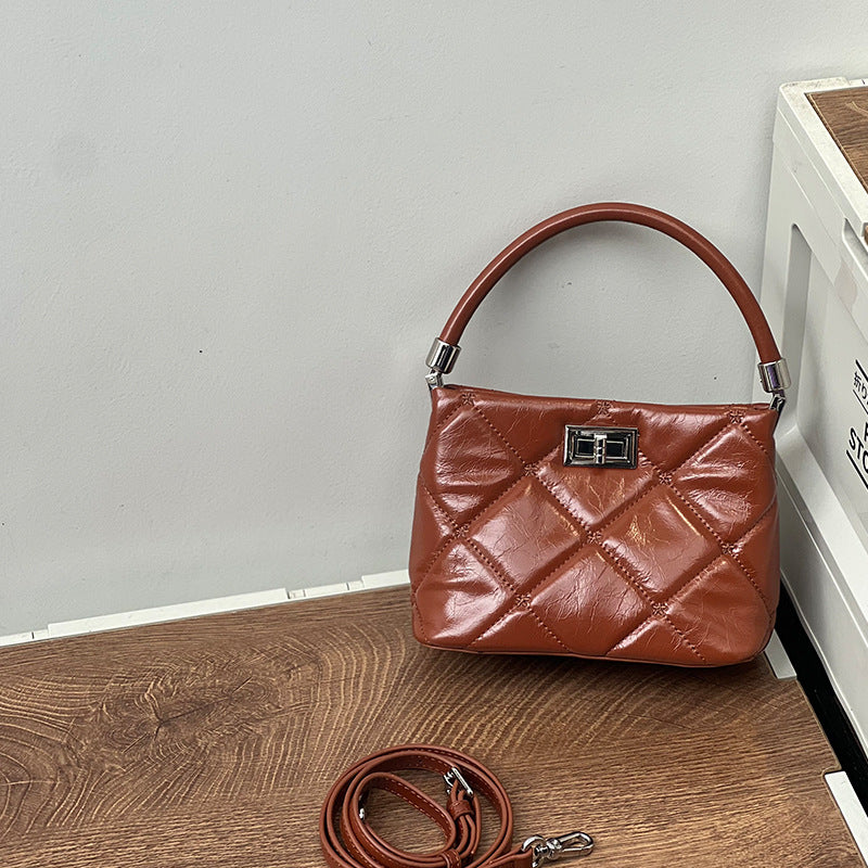 Women's Classic Style Rhombic Layer Cowhide Elegant Shoulder Bags