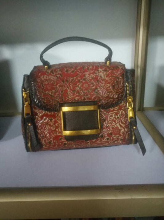 Women's Genuine Leather Vintage First Layer Embossing Handbags