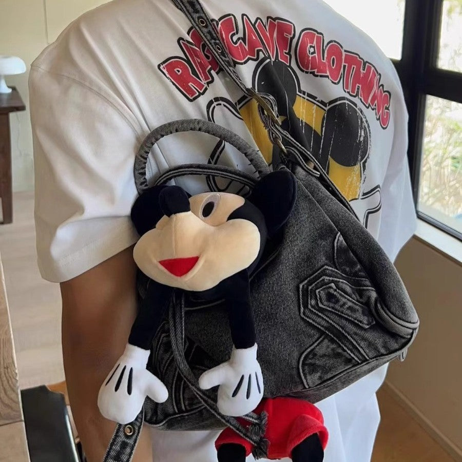 Women's For Worn Looking Washed-out Retro Jeans Crossbody Bags