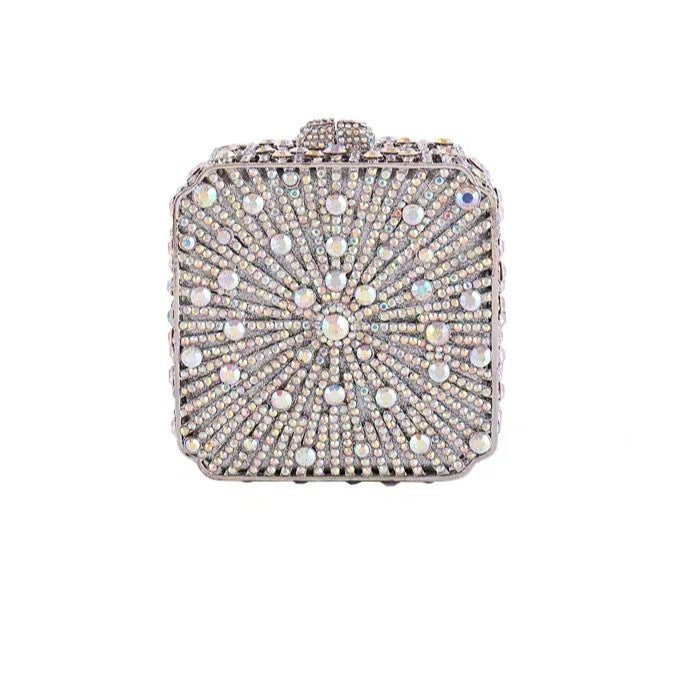 Women's Diamond Hollow Metal Hard Box Crystal Evening Bags