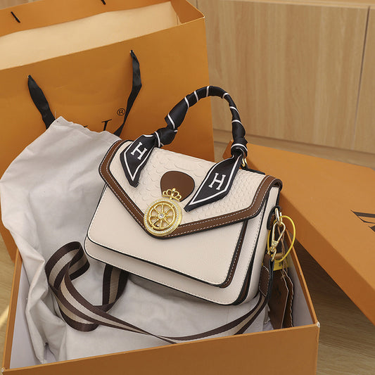 Women's Luck Comes File Trendy Contrast Color Shoulder Bags