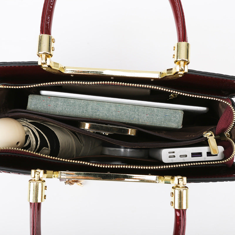 Women's Fashion Patent Leather Large Capacity High-grade Crocodile Bags