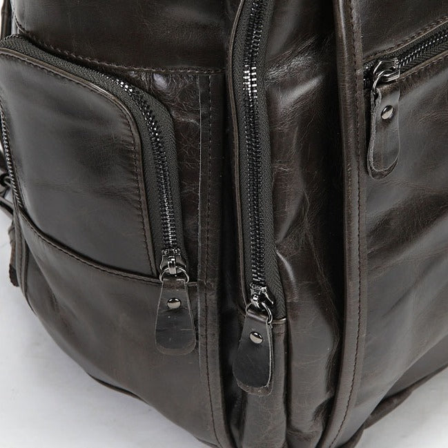 Large Capacity Computer Unisex Genuine Leather Backpacks