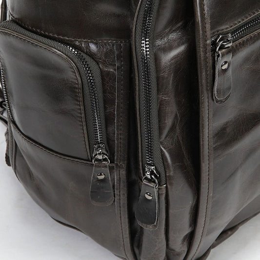 Large Capacity Computer Unisex Genuine Leather Backpacks
