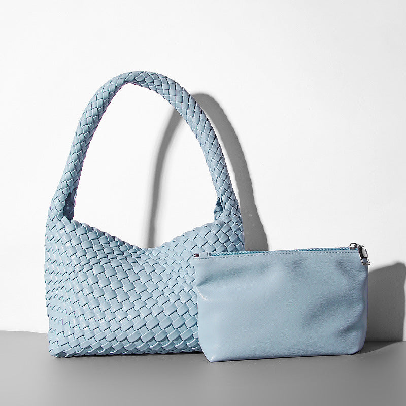 Women's Hand-woven Mother Soft Leather Underarm Lunch Shoulder Bags