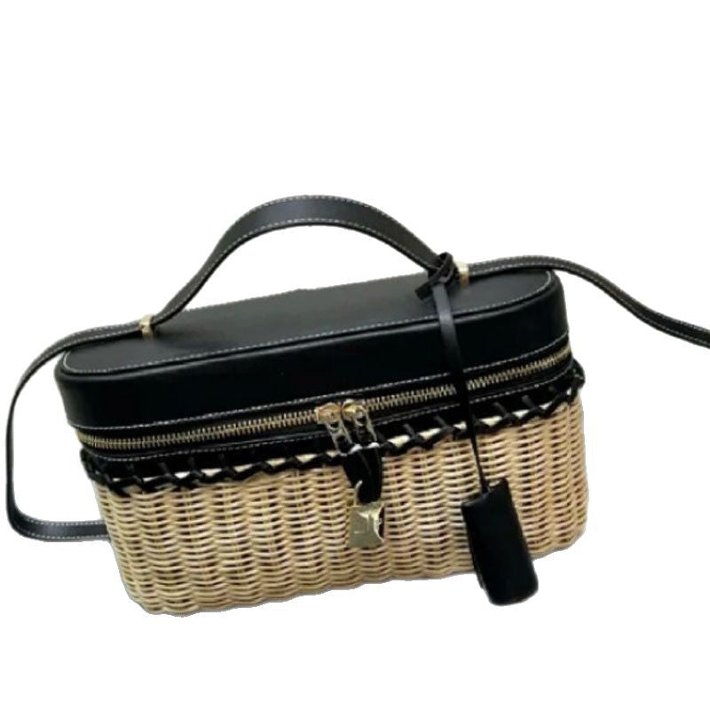Handmade Rattan Weave Bamboo Woven Cowhide Crossbody Bags
