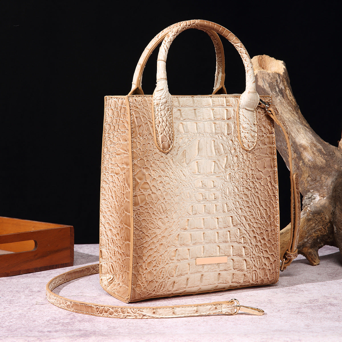 Women's Retro Hand-held Brahmin Crocodile Pattern Handbags