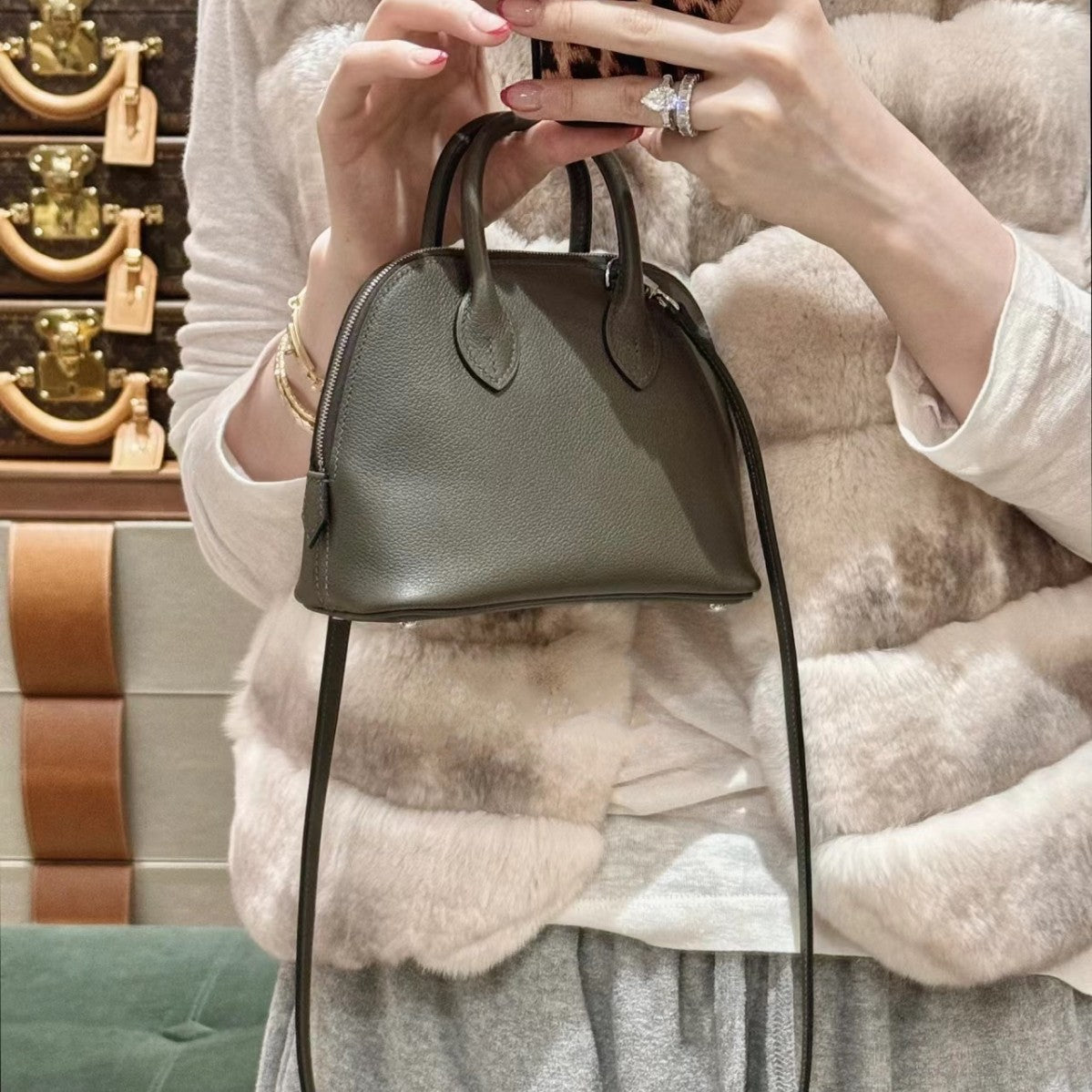 Pretty Genuine Cattlehide Leather Surface Fashion Bags