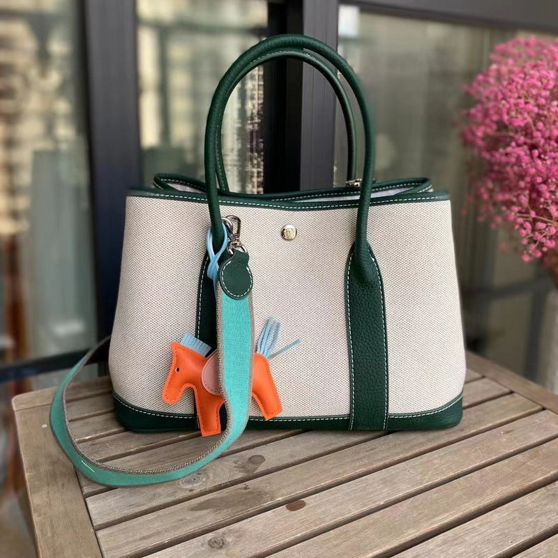 First Layer Cowhide Contrast Color Fashion Handbags