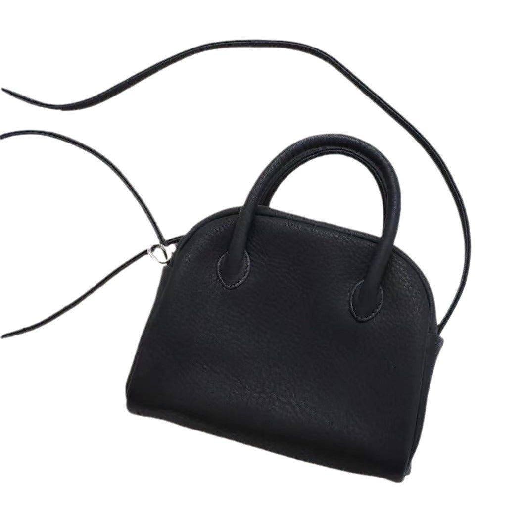Women's Top Layer Leather Boston Black One Portable Handbags