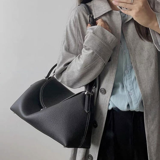 Women's Pillow Underarm Fashion Cattlehide Leather Commuter Bags