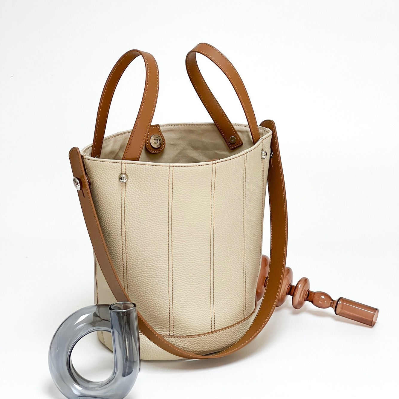 Niche Designer Genuine Leather Vegetable Basket Bags