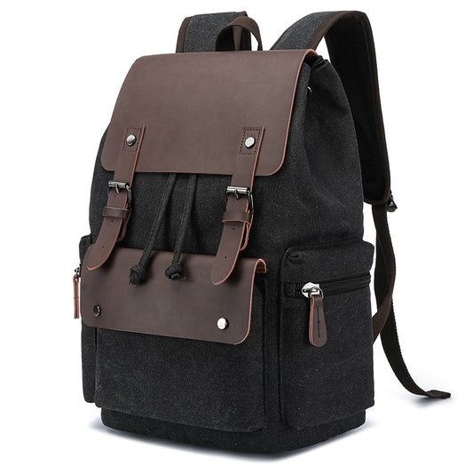 Men's Canvas Pu Leather Business Trip Lightweight Backpacks