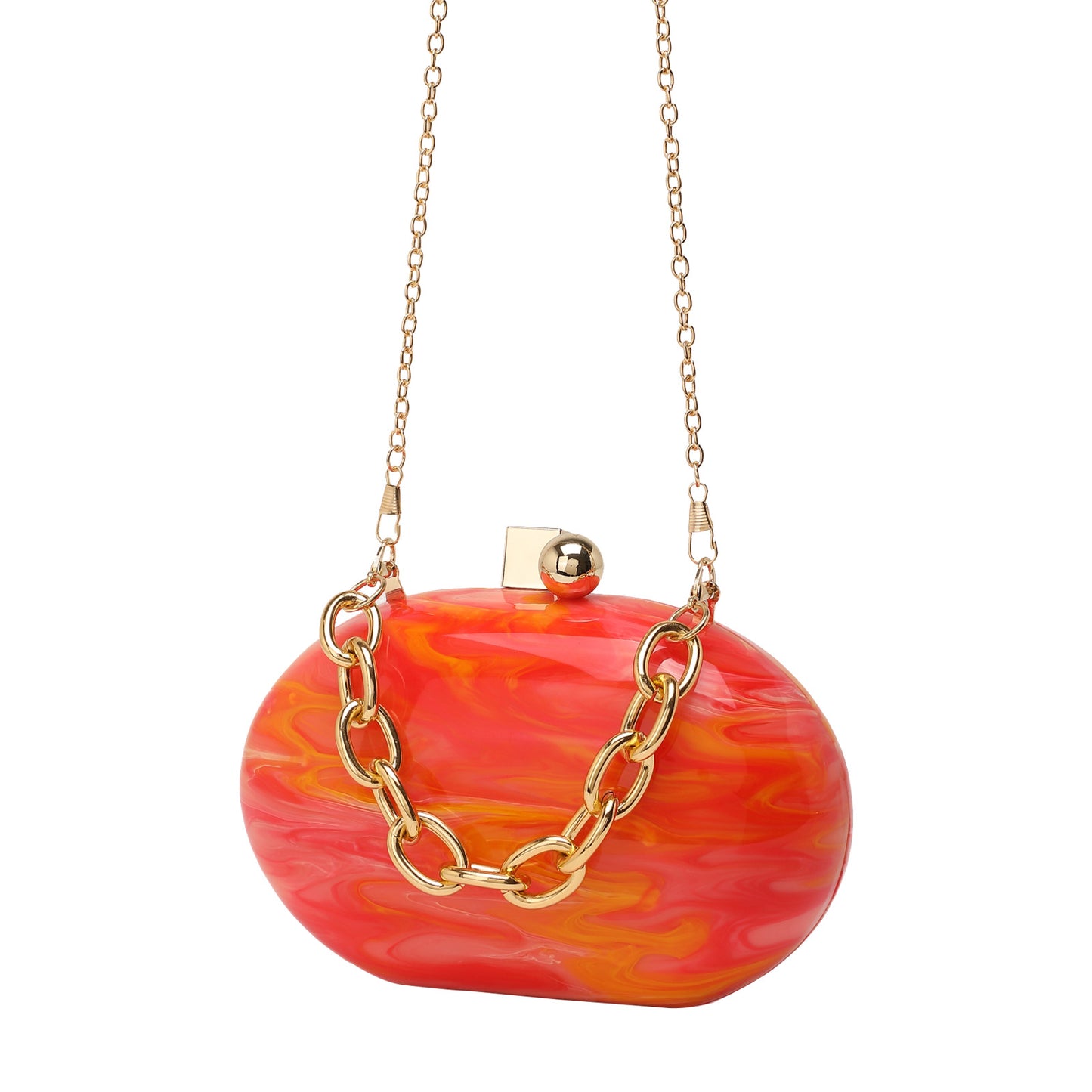 Beautiful Oval Acrylic Fashion Chain Hand Evening Bags