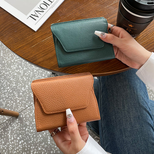 Women's Large Capacity Leather Short Top Layer Ladies Wallets