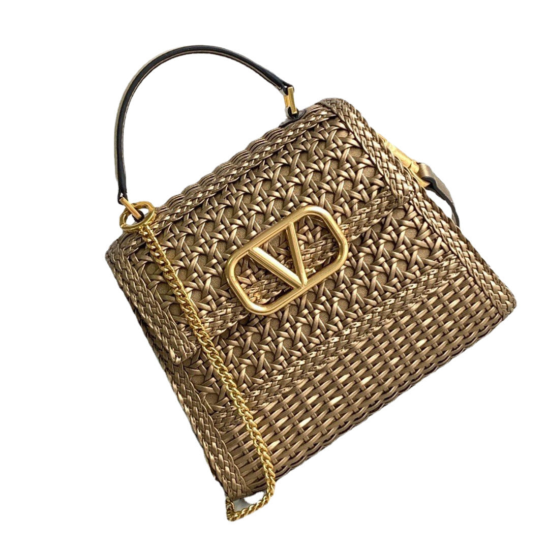 Women's Woven Leather Design First Layer Cowhide Bags