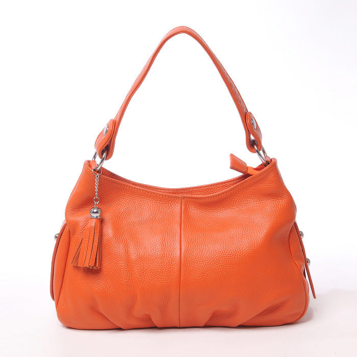 Women's Unique Underarm Cowhide Fashion Leather Shoulder Bags