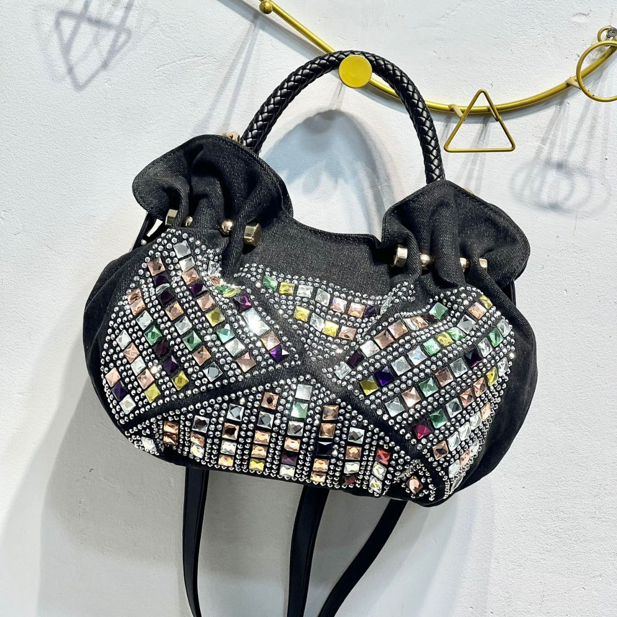 Korean Style Mini Fashion Canvas Rhinestone Handbags