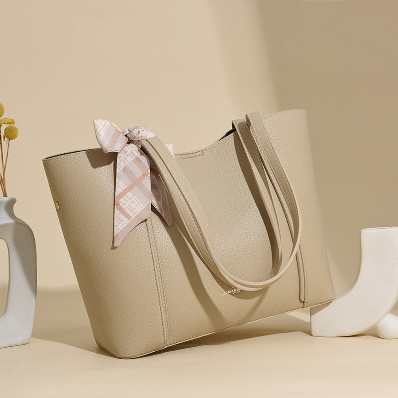 Women's Silk Scarf Retro Solid Color Large Capacity Handbags