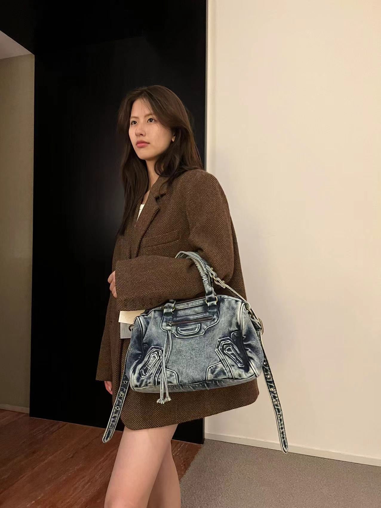 Women's For Worn Looking Washed-out Retro Jeans Crossbody Bags