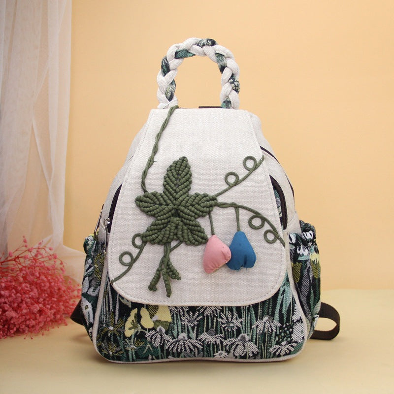 Mori Style Artistic Hand-woven Flower Ethnic Backpacks